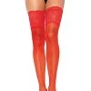 Leg Avenue Red Thigh High With Silicone Lace Top