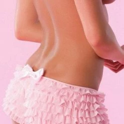 Velvet Kitten Pink Ruffle Boy Shorts W/ Bow