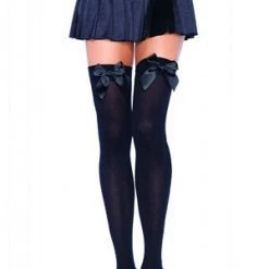 Leg Avenue Opaque Thigh High With Bow Hosiery
