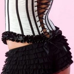 Velvet Kitten Black Ruffle Boy Shorts W/ Bow Panties