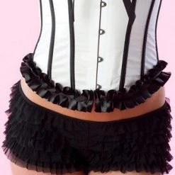 Velvet Kitten Black Ruffle Boy Shorts W/ Bow Panties