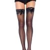 Leg Avenue Hosiery Lace Top Thigh High Stockings With Bow