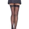 Leg Avenue Black Lace Top Stockings With Back Seam Hosiery