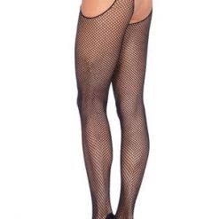 Leg Avenue Plus Size Black Fishnet Suspender Diva Pantyhose