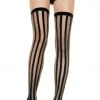 Leg Avenue Hosiery Black Vertical Stripe Thigh High Stockings