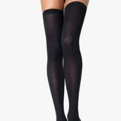 Leg Avenue Black Opaque Nylon Thigh Highs