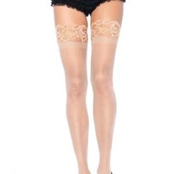 Leg Avenue Queen Sheer Thigh High Stockings With Lace Top Plus Size Hosiery
