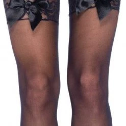 Leg Avenue Hosiery Lace Top Thigh High Stockings With Bow