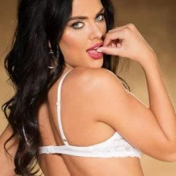 Shirley Of Hollywood Cupless White Lace Shelf Bra