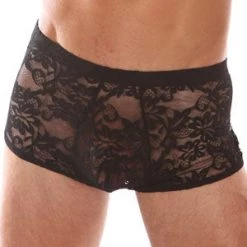 Velvet Kitten Men's Stretch Black Lace Mini Briefs