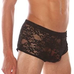Velvet Kitten Men's Stretch Black Lace Mini Briefs
