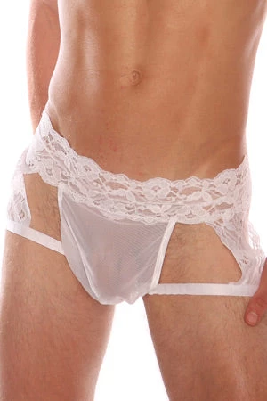 Velvet Kitten New Items Men's White Lace G-String Garter Short 1 Velvet Kitten New Items Men's White Lace G-String Garter Short