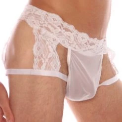 Velvet Kitten New Items Men's White Lace G-String Garter Short