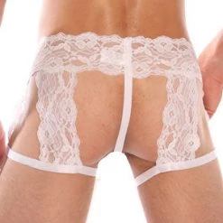 Velvet Kitten New Items Men's White Lace G-String Garter Short 5 Velvet Kitten New Items Men's White Lace G-String Garter Short