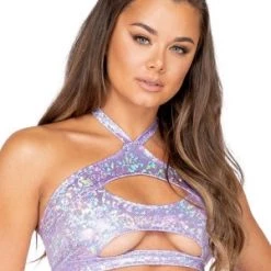 Roma Costume Lavender One Piece Keyhole Cropped Top