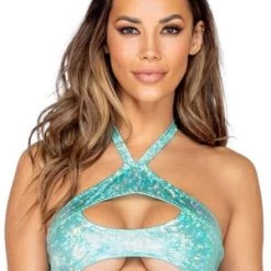 Roma Costume New Items Green One Piece Keyhole Cropped Top