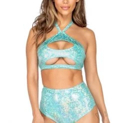 Roma Costume New Items Green One Piece Keyhole Cropped Top