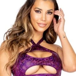 Roma Costume Purple One Piece Keyhole Cropped Top