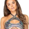 Roma Costume New Items Silver One Piece Keyhole Cropped Top