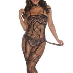 Velvet Kitten Leopard Print Cat Costume Lingerie