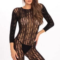 Rene Rofe Exotic Geometry Bodystocking Lingerie