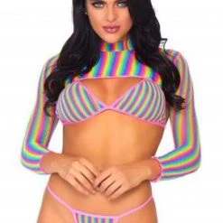Leg Avenue Rainbow Fishnet Top Set