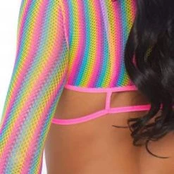 Leg Avenue Rainbow Fishnet Top Set