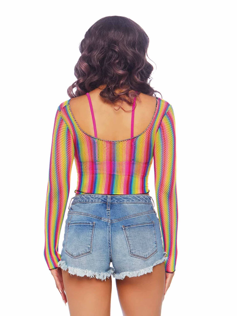 Leg Avenue New Items Sunny Daze Rainbow Fishnet Crop Top 2 Leg Avenue New Items Sunny Daze Rainbow Fishnet Crop Top