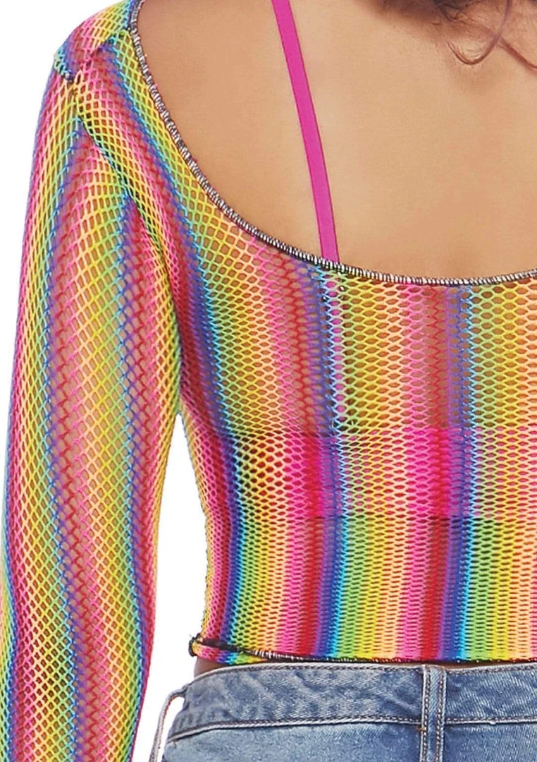 Leg Avenue New Items Sunny Daze Rainbow Fishnet Crop Top 5 Leg Avenue New Items Sunny Daze Rainbow Fishnet Crop Top