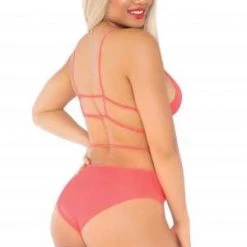 Leg Avenue Trending Sellers Neon Cage Strap Bra And Panty Set