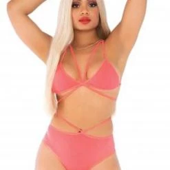 Leg Avenue Trending Sellers Neon Cage Strap Bra And Panty Set