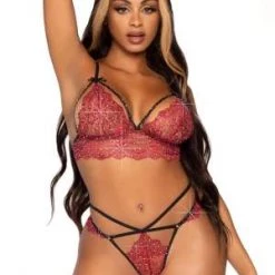 Leg Avenue Clearance Rhinestone Strappy Bralette And G-String Set