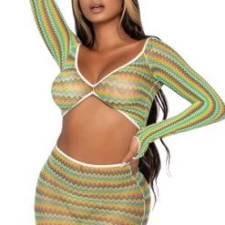 Leg Avenue Summer Romance Net Top & Skirt Set
