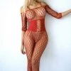 Yelete Corset Open Work Fishnet Bodystocking