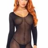Leg Avenue Sheer Long Sleeved Scoop Neck Bodystocking
