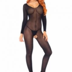 Leg Avenue Sheer Long Sleeved Scoop Neck Bodystocking