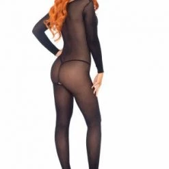 Leg Avenue Sheer Long Sleeved Scoop Neck Bodystocking