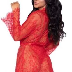 Leg Avenue Trending Sellers Red Lace Teddy And Robe Set