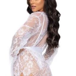 Leg Avenue Clearance White Lace Teddy And Robe Set