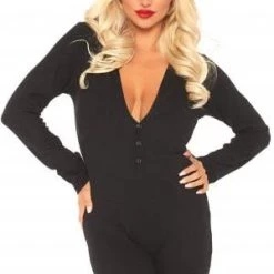 Leg Avenue Black Long John Onesie Trending Sellers
