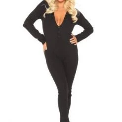 Leg Avenue Black Long John Onesie Trending Sellers
