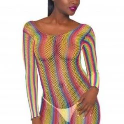 Leg Avenue Rainbow Fishnet Mini Dress