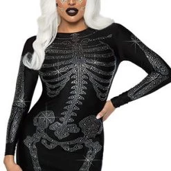 Leg Avenue Costumes Rhinestone Skeleton Black Dress