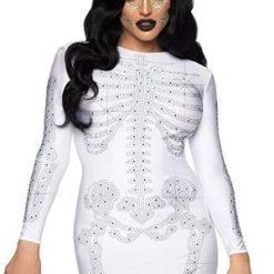 Leg Avenue Rhinestone Skeleton White Dress