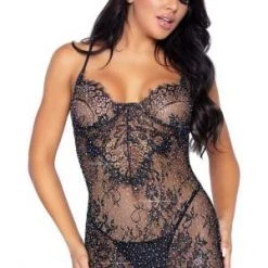 Leg Avenue Rhinestone Lace Dress Set