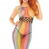 Leg Avenue Rainbow Fishnet Halter Dress