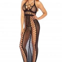 Leg Avenue Fishnet Backless Halter Dress Trending Sellers
