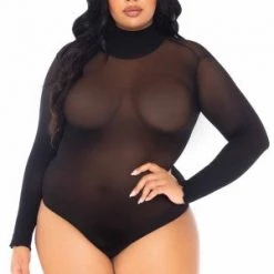 Leg Avenue Plus Size Plus Long Sleeved Snap Crotch Bodysuit