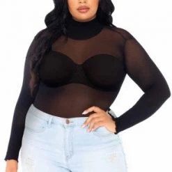 Leg Avenue Plus Size Plus Long Sleeved Snap Crotch Bodysuit 7 Leg Avenue Plus Size Plus Long Sleeved Snap Crotch Bodysuit