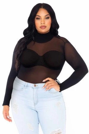 Leg Avenue Plus Size Plus Long Sleeved Snap Crotch Bodysuit 3 Leg Avenue Plus Size Plus Long Sleeved Snap Crotch Bodysuit